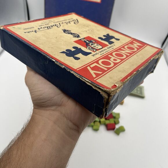 Vintage 1940s Monopoly Original Board Game Wooden Pieces Money Cards Rules - Picture 10 of 16